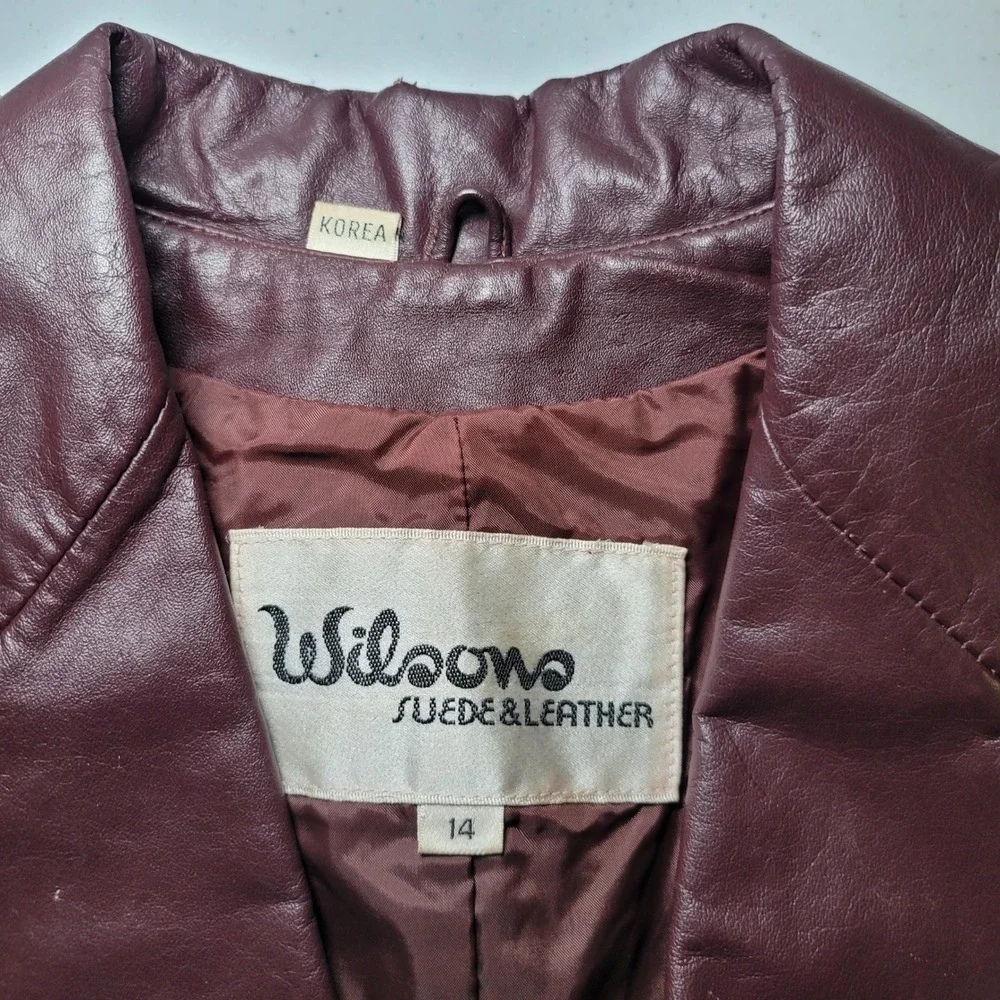 Wilsons‎ Leather Jacket Maroon Burgundy Wine Womens 14 Vintage